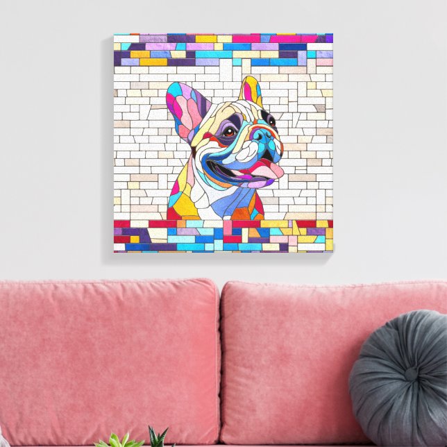 Toile French Bulldog -Frenchie - mosaïque colorée (Insitu(Salon))