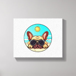 Toile Frenchie Profitant De La Plage