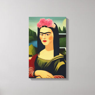Toile Frida Kahlo et Mona Lisa