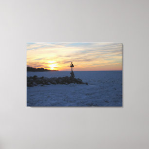 Toile Froid dans le coucher du soleil temporel