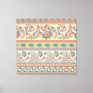 Toile Frontières florales indiennes Motif sans joint