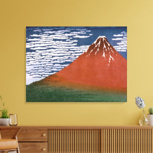 Toile Fuji rouge, Aka Fujiyama Volcan Katsushika Hokusai