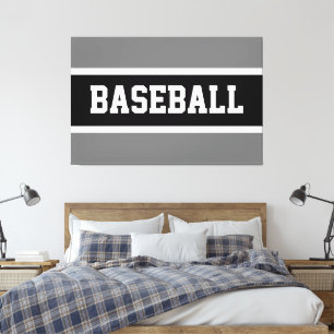Toile Fun Athletic Noir Blanc Gris BASEBALL Rayures