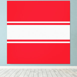 Toile Fun Sporty Bright Red White Center Racing Stripes