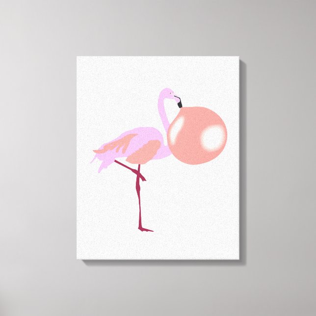 Toile Funky Bubble Flamant rose de gomme soufflante bull (Recto)