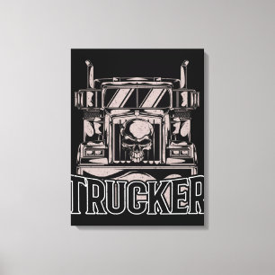 Toile Funky Diesel Trucker Big Rig Semi