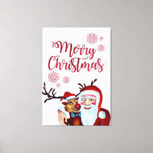 Toile Funky Funny Hilarious Père Noël et Rudolf Reindeer