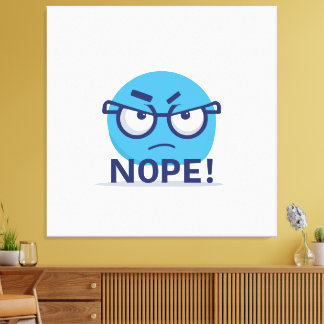 Toile Funny Nope Emoji – Blue Angry Face with Glasses
