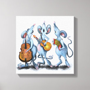 Toile Funny Romantic Mouse Band - Dessin animal de dessi