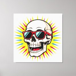 Toile **Funny Skull With Sunglasses – Cartoon Laughing S