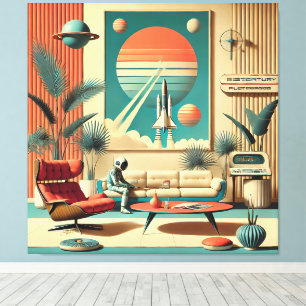 Toile Futuriste atomique Floride Espace Age Chambre Fami
