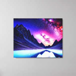 Toile Galactique nuit lointaine planète paysage
