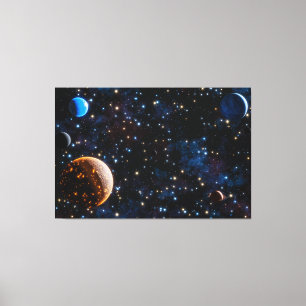 Toile Galaxie avec étoiles et planètes