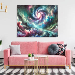 Toile Galaxie spirale nébuleuse cosmique colorée et étoi