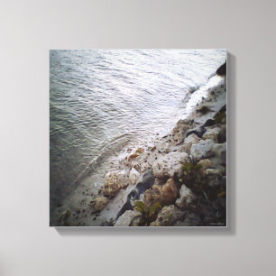 Toile Galets sur la plage - Coupe Ocean Blue
