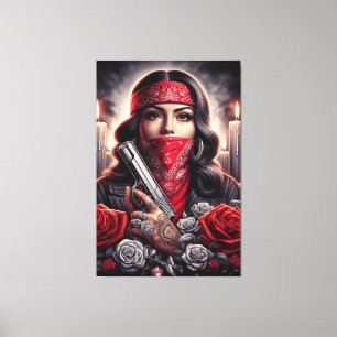 Toile Gangster Girl Hip hop chicano art