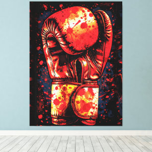 Toile Gants de boxe rouges éclaboussés de sang, art dram
