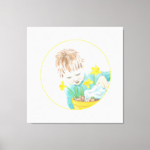Toile Garçon Avec Daffodiles