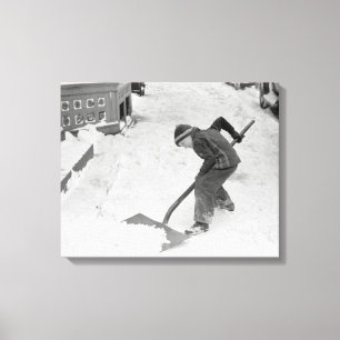 Toile Garçon Shoveling Neige, 1940