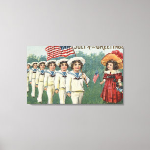 Toile Garçons de marche habillés comme marins