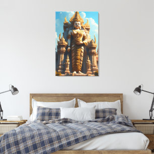 Toile Gardien du temple thaï doré