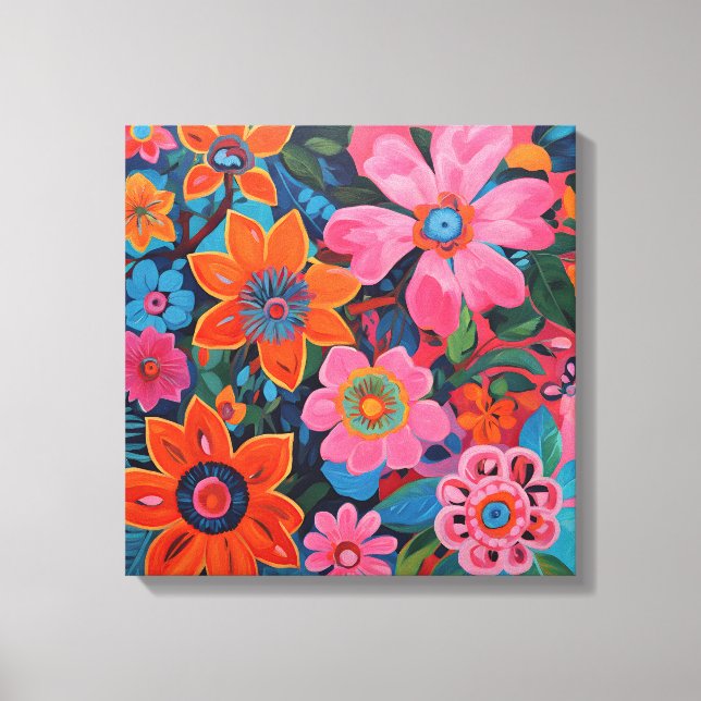 Toile Gauguin Inspiré Floral Rose (Recto)