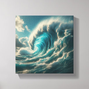 Toile Géant majestueux Blue Wave - Puissance océanique d
