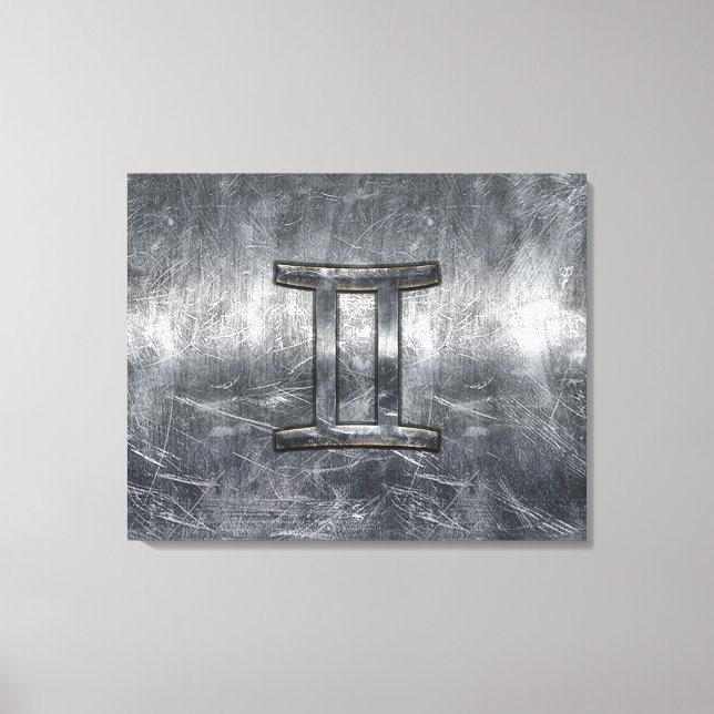 Toile Gemini Sign en Distressed Siver Steel (Recto)