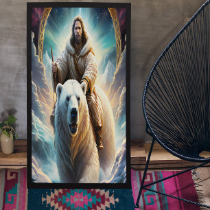 Toile (Généré par AI ) Jésus sur une affiche d'ours pola