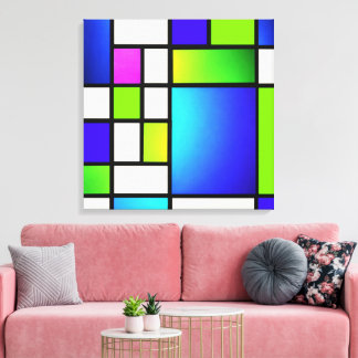 Toile Geometric Harmony – Modern Neon Canvas Print