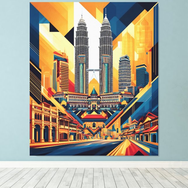Toile Géométrie Abstraite de la ville de Malaisie (Insitu (Plancher de Bois))