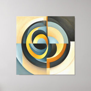 Toile Géométrie Rétro Abstraite en Cercles et Rectangles