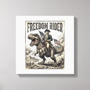 Toile George Washington patriotique chevauchant le T-rex