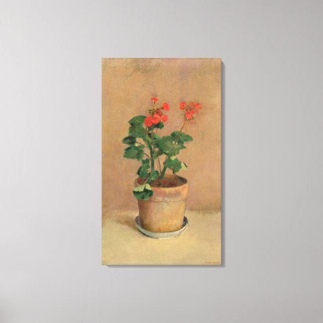 Toile Geraniums dans un pot, c.1905 (huile sur toile) (Recto)
