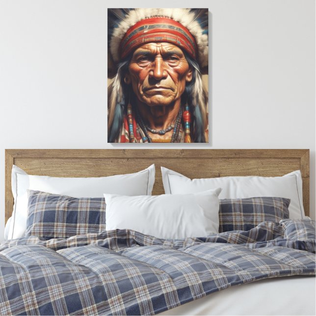 Toile Geronimo Portrait du chef guerrier indien (Insitu(Chambre))