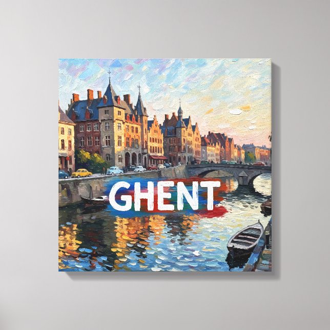 Toile Ghent Canal Reflections Skyline Canvas Art (Recto)