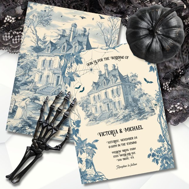 Toile Ghosted Halloween-Schloss Hochzeit Einladung (Von Creator hochgeladen)