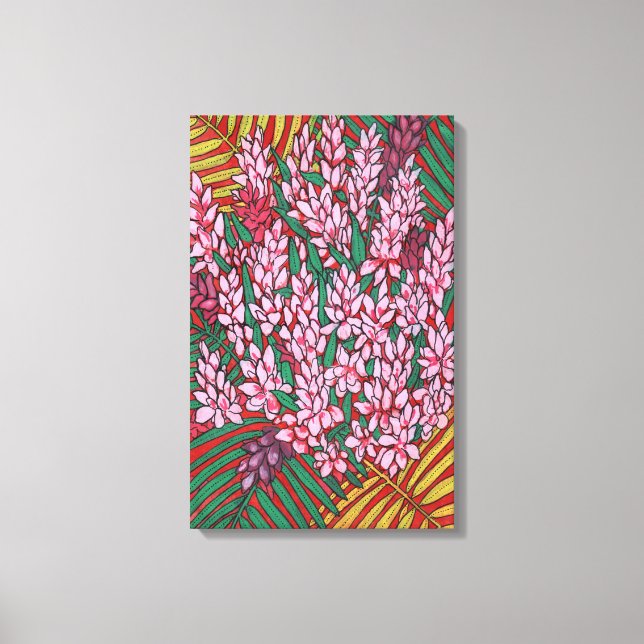 Toile Gingembre de cône rose Alpinia Fleurs tropicales F (Recto)