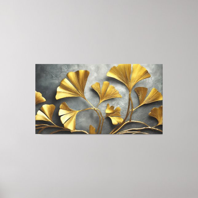 Toile Ginkgo doré : Artistérie métallique (Recto)