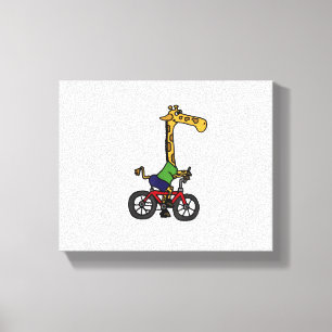 Toile Girafe Cool qui fait du vélo