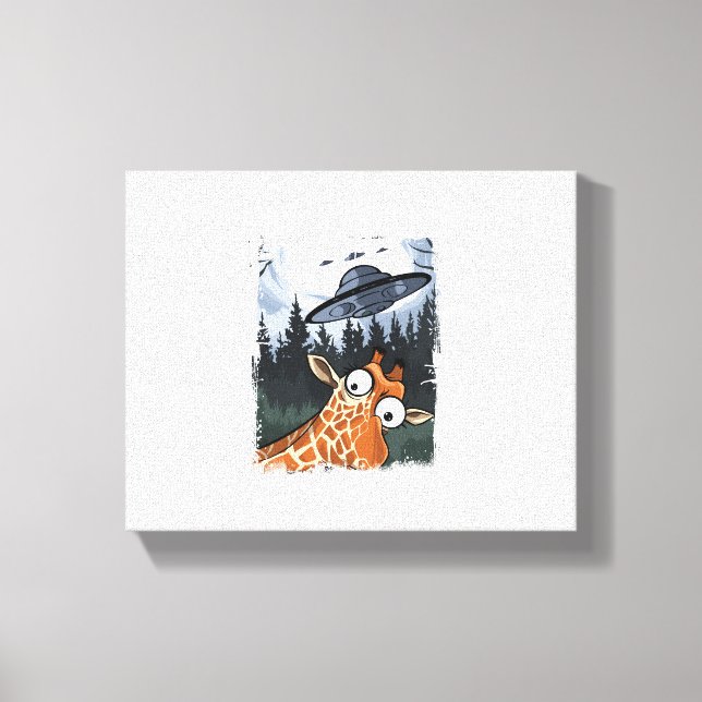 Toile Girafe drôle UFO Zoo Animal Mème étrange Graphique (Recto)