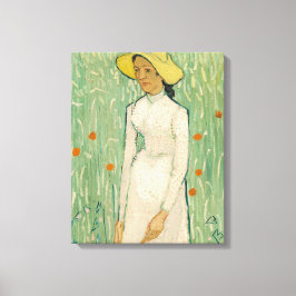 Toile Girl in White Van Gogh Canvas Print