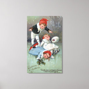 Toile Gladness de NoëlLes enfants de patinage sur glace 