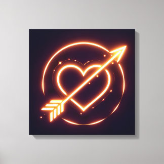 Toile glowing image of a heart with cupid's arrow
