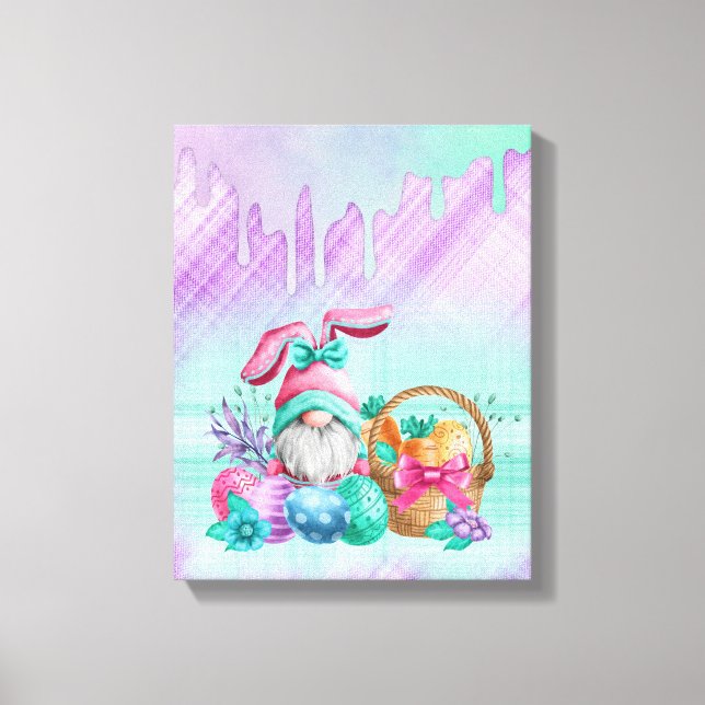 Toile Gnome De Lapin De Pâques Avec Oeufs De Panier (Recto)