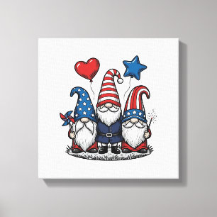 Toile Gnome patriotique gravure vintage design vectoriel
