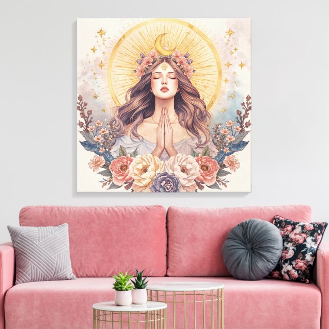 Toile Goddess Boho Wall Art | Divine Feminine Energy (Insitu(Salon))