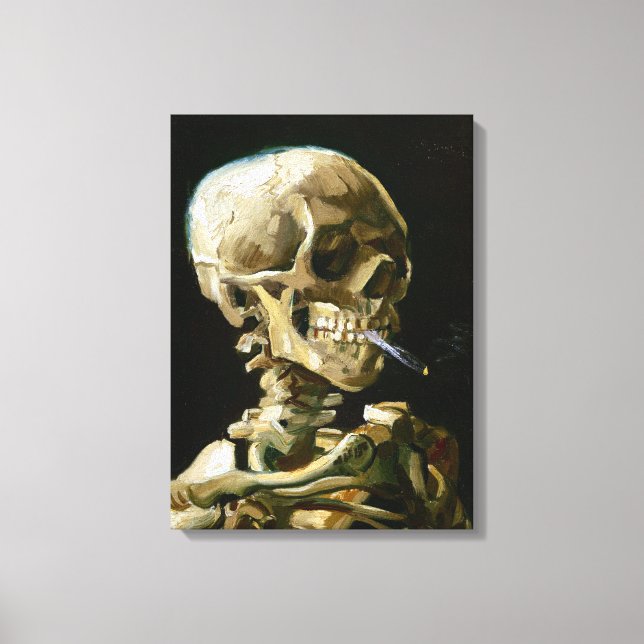 Toile Gogh Tête d'un squelette avec une cigarette brûlan (Recto)