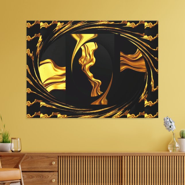 Toile Gold Black Monochrome - Opulent Swirl Liquid Gold  (Insitu(Salon))
