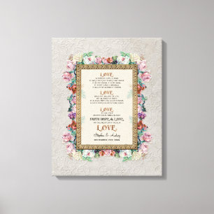 Toile Gold Brocade Floral Love est Mariage Personnalisé